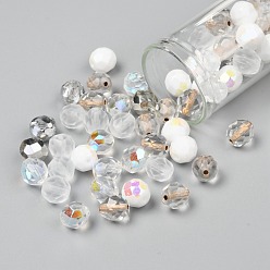 Clear Fire-Polished Czech Glass Beads, Faceted, Ananas, Clear, 7.5~8x8mm, Hole: 1.2mm, about 120pcs/bag