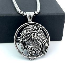 Нержавеющая Сталь Цвет 304 Мужские подвески с портретом Иисуса из нержавеющей стали, цвет нержавеющей стали