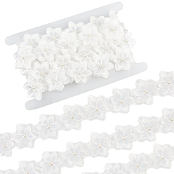 Белый 2 ярдов цветочной отделки из полиэстерового кружева, кружевные ленты с искусственным жемчугом для аксессуаров одежды, белые, 1-3/4 дюйм (45 мм)