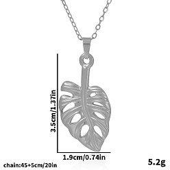 Серебро 304 ожерелья из нержавеющей стали с подвесками в виде листьев для женщин, серебряные, 17.72 дюйм (45 см)