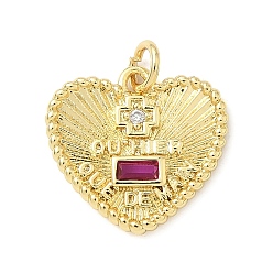 Настоящее золото 18K Латунные микро проложить кубического циркония подвески, сердце прелести, долговечный, без кадмия и без свинца, стойки покрытие, с целью перехода в кольце, реальный 18 k позолоченный, 16x17x2 мм, отверстие : 3.6 мм