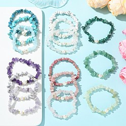 Смешанные камни 3шт. 3 Варианты дизайна: браслеты из натуральных и синтетических смешанных драгоценных камней и натурального культивированного пресноводного жемчуга, эластичные, для женщин, внутренний диаметр: 2.13 дюйм (5.4 см) 1 шт./стиль