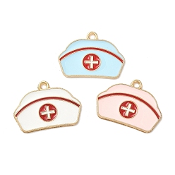 (52) Непрозрачная лаванда Подвески из эмали и сплава, Шлем медсестры, золотой свет, без кадмия, без никеля и без свинца, разноцветные, 18x25x1.5 мм, отверстие : 1.8 мм