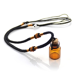 Черный Стеклянные ожерелья в виде флаконов духов, регулируемые шнуры ожерелья для женщин и мужчин, чёрные, Бутылка: 26x16 мм