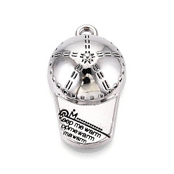 Античное Серебро Сплавочные подвески тибетского стиля, бейсболка, без кадмия и без свинца, античное серебро, 35x20x10 мм, отверстие : 2.5 мм