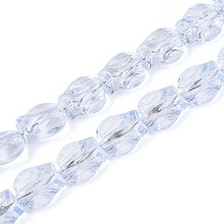 Светло-Синий Краска для выпечки, прозрачные стеклянные бусины, нити, тюльпан, голубой, 12x10x6.5~7 мм, отверстие : 1 мм, около 55 шт / нитка, 25.59 дюйм (65 см)