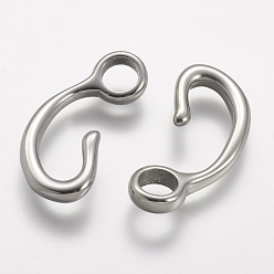 Stainless Steel Color Tarnish Resistant 304 Stainless Steel Pendants, Hook, Stainless Steel Color, 28x13x3mm, Hole: 5.5mm