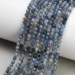 Kyanite Natural Kyanite Cyanite Disthene Beads Strands, Round, Faceted, 3mm, Hole: 0.6mm, about 129~130pcs/strand, 15.24''(38.7~39.5cm)