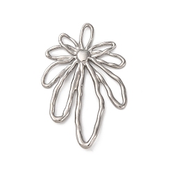 Нержавеющая Сталь Цвет 201 подвески из нержавеющей стали, цветочный шарм, анти-тускнение, цвет нержавеющей стали, 45x28.5x2.5 мм, отверстие : 5~27x2~6 мм