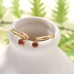 Золотой Ионное покрытие (ip) 304 серьги-кольца из нержавеющей стали с микропаве из кубического циркония, плоско-круглые, золотые, 18 мм, штифты : 0.8 мм