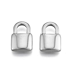 Stainless Steel Color Non-Tarnish 201 Stainless Steel Pendants, Lock, Stainless Steel Color, 19x12x3.5mm, Hole: 5.5x6.5mm