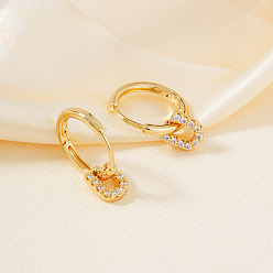 Золотой Элегантные серьги-кольца из латуни в форме буквы U с прозрачным кубическим цирконием, золотые, 23x7 мм