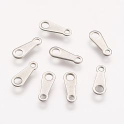 Stainless Steel Color Tarnish Resistant 304 Stainless Steel Chain Tabs, Chain Extender Connectors, Teardrop, Stainless Steel Color, 10x4x0.5mm, Hole: 1~2mm