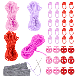 (52) Непрозрачная лаванда 20м 4 цвета полые трубы ПВХ трубчатый шнур из синтетического каучука, с 12шт. 2цветными пластиковыми шнурами-замками и 20шт. 2цветными АБС-пластиковыми маркерами для вязания крючком, разноцветные, резиновый шнур: 2мм, отверстие : 1 мм, 5 м / цвет