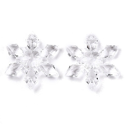 Прозрачный Прозрачные акриловые подвески для разъемов, снежинка, прозрачные, 36.5x31.5~32x7 мм, отверстие : 1.8 мм, Около 190 шт / 500 г
