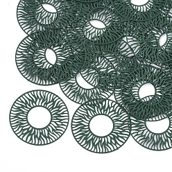 Зеленый 430 из нержавеющей стали филигранные столяры ссылки, окрашеные, гравированные металлические украшения, пончик, зелёные, 30x0.3 мм