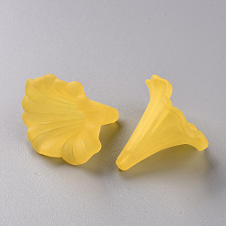 Champagne Yellow Transparent Acrylic Beads, Calla Lily, Frosted, Champagne Yellow, 40.5x33x35mm, Hole: 1.8mm, about 135pcs/500g