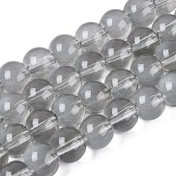 Темно-Серый Прозрачные стеклянные нити, имитирующие кошачий глаз, круглые, темно-серый, 8~8.5 мм, отверстие : 0.8~1.2 мм, около 103~110 шт / нитка, 29.13~32.28 дюйм (74~82 см)