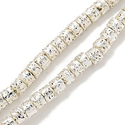 с Покрытием Серебра Гальванические бусины из натуральной лавы, cloumn, со серебряным покрытием, 3x2 мм, отверстие : 1 мм, около 164 шт / нитка, 15.35'' (39 см)