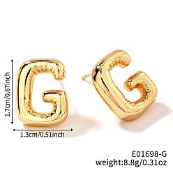 Letter G Латунь серьги, золотые, Буква G, 17x13 мм