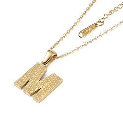Letter M Ion Plating(IP) Initial Letter 304 Stainless Steel Pendant Necklaces, Real 18K Gold Plated, Letter M, 15.87 inch(40.3cm), Pendant: about 17x13.5mm