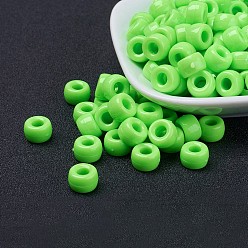 Green Opaque Acrylic European Beads, Barrel, Green, 9x6mm, Hole: 4mm, about 1900pcs/500g