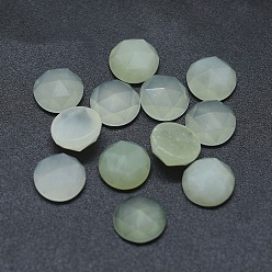 Новый Нефрит Природных драгоценных камней кабошон, граненые, плоско-круглые, 7.5x3.5~4 мм