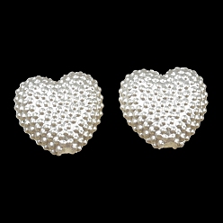 Heart ABS Imitation Pearl Beads, Heart, 11x12x5mm, Hole: 2mm