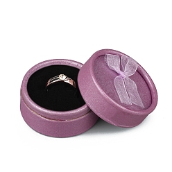 Серо-розавый Круглые картонные коробки для хранения колец, Шкатулка для украшений с бантом и черной губкой внутри, для хранения колец, увядшая роза, 5.5x3.5 см, 30 шт / комплект
