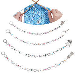 (52) Непрозрачная лаванда 4шт. акриловые бусины для вязания счетных рядов цепочек, с шармом сплава, разнообразные, разноцветные, 20~26.7 см