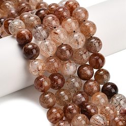 Rutilated Кварц Нити бусин из рутилированного кварца из натурального черного золота, гладкий круглый, 12~12.5 мм, отверстие : 0.8 мм, около 31 шт / нитка, 15.20'' (38.6 см)