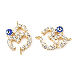 Золотой Чакра латунь микропаве прозрачный кубический цирконий эмаль синий сглаз символ аум ом ссылки, без свинца и без кадмия, долговечный, стойки покрытие, золотые, 20.5x13.5x3 мм, отверстие : 1.2 мм