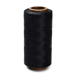 Черный 260m вощеные полиэфирные шнуры, плоский, чёрные, 0.8x0.3 мм, около 284.34 ярдов (260 м) / рулон