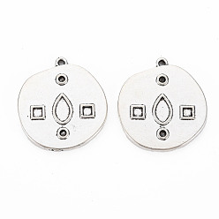 Antik Silber Farbe Tibetanische legierung anhänger emaille & strass einstellungen, cadmiumfrei und bleifrei, Flachrund, Antik Silber Farbe, für 1.4 mm Strass, 22.5x20.5x2 mm, Bohrung: 1 mm