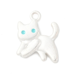 Белый Цинк подвески эмали сплава, форма кошки, белые, 17.5x16x3.5 мм, отверстие : 1.8 мм