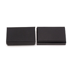 Черный Прямоугольная бумажная шкатулка для драгоценностей, крышка с защелкой, с губчатым ковриком, для колец, упаковка для браслета и часов, чёрные, 5.3x8.5x2.5 см