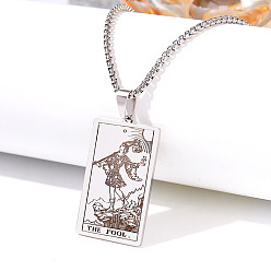 Нержавеющая Сталь Цвет Ретро хип-хоп 304 ожерелья с подвесками таро из нержавеющей стали для мужчин, цвет нержавеющей стали, 24.02 дюйм (61 см)