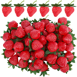 Красный 50шт. пластиковая модель клубники, имитация фруктов, для витрин и фото реквизита, красные, 59x33x32 мм