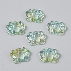 Бледно-Зеленый Бусины лэмпворк , два тона, лотос, бледно-зеленый, 15.5x20.5x7 мм, отверстие : 1.4 мм