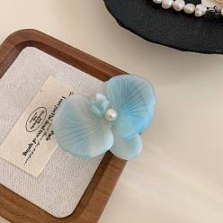 Светло-Голубой Акриловые коготь заколки, цветок, аксессуары для волос для женщин и девочек, Небесно-голубой, 62x48 мм