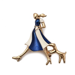 Синий Эмалевые булавки из сплава для женской одежды, модная девушка, синие, 40x41 мм