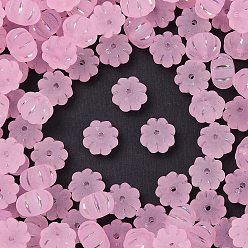 Pink Матовые прозрачные акриловые бусины, тыква, серебристого металла, обвитыми, с покрытием AB цвета, розовые, 11.5x8 мм, отверстие : 1.8 мм, Около 833 шт / 500 г