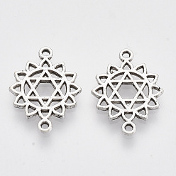 Анахата чакра Соединители из сплава в тибетском стиле, чакра, без кадмия и без свинца, анахата, 20x15x1.5 мм, Отверстие : 1.2 мм , около 1350 шт / 1000 г
