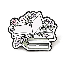 Лиловый Стопка книг с цветочным рисунком выпечка расписные булавки, Черные металлические застежки для значков на лацкан для рюкзака или одежды, сирень, 24.5x30.5 мм