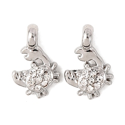 Платина Прелести сплава Rhinestone, краб, платина, 13x8.5x5 мм, отверстие : 2 мм