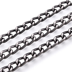 Черный Цвет Металла Алюминий обуздать цепи, несварные, с катушкой, металлический черный , 5x3.5x1 мм, около 328.08 футов (100 м) / рулон