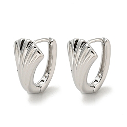 Платинированный Серьги-кольца из латуни в форме ракушки, Реальная платина, 16x10 мм