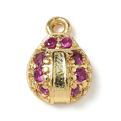 Настоящее золото 18K Латунные микро проложить кубического циркония прелести, божья коровка, стойки покрытие, долговечный, без кадмия и без свинца, реальный 18 k позолоченный, 10.5x7.5x2.5 мм, отверстие : 1.2 мм