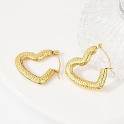 Настоящее золото 18K 304 серьги из нержавеющей стали для женщин, ионное покрытие (ip), сердце, реальный 18 k позолоченный, 24x26x3.5 мм