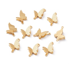 Настоящее золото 18K Латунные коннекторы, долговечный, бабочка, реальный 18 k позолоченный, 17.5x10x5 мм, отверстие : 1 мм